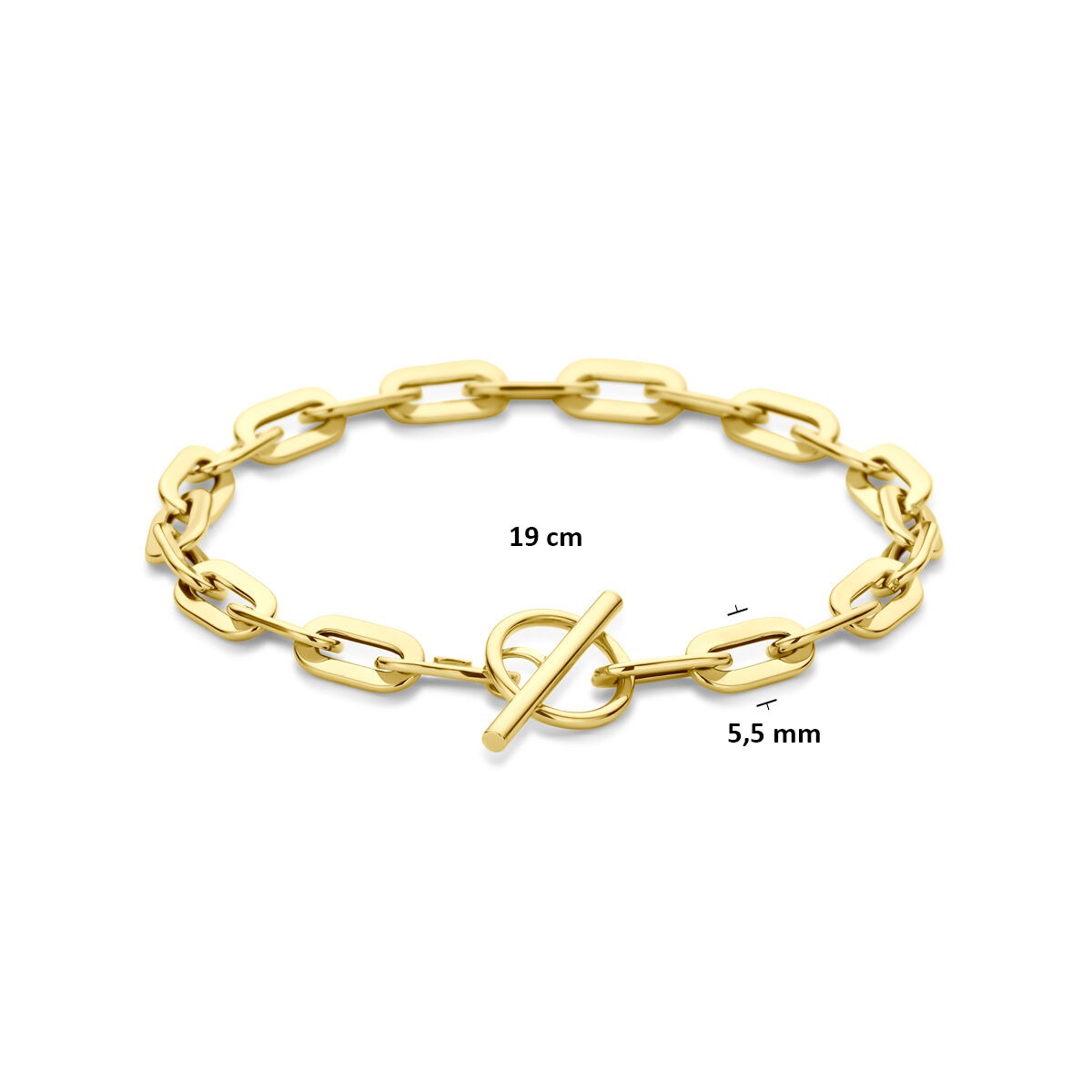 Pulsera de mujer de oro – eslabón ancla de 14k con cierre de capiteles 5,5 mm 19 cm