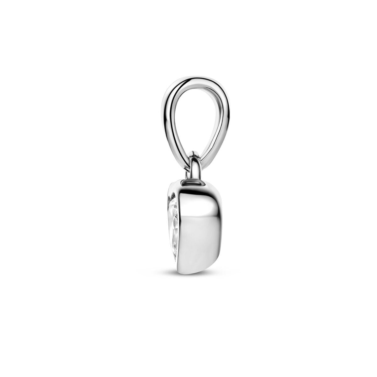 Colgante de corazón de plata rodiada con circonitas