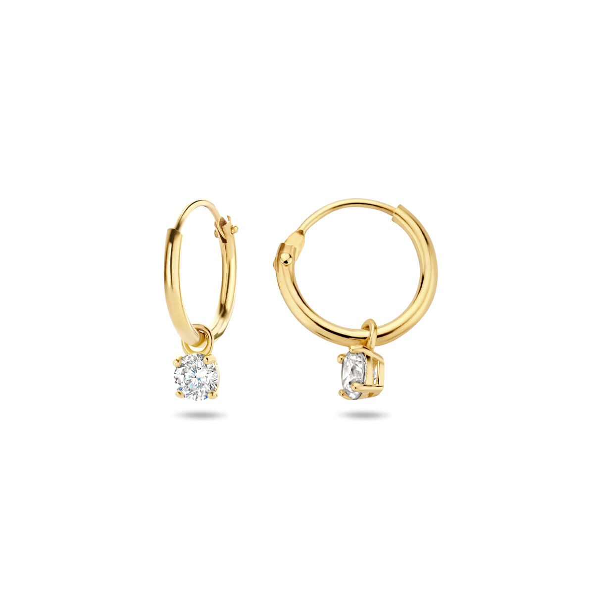 Aros de oro con circonitas – 14k, engastado en chatón
