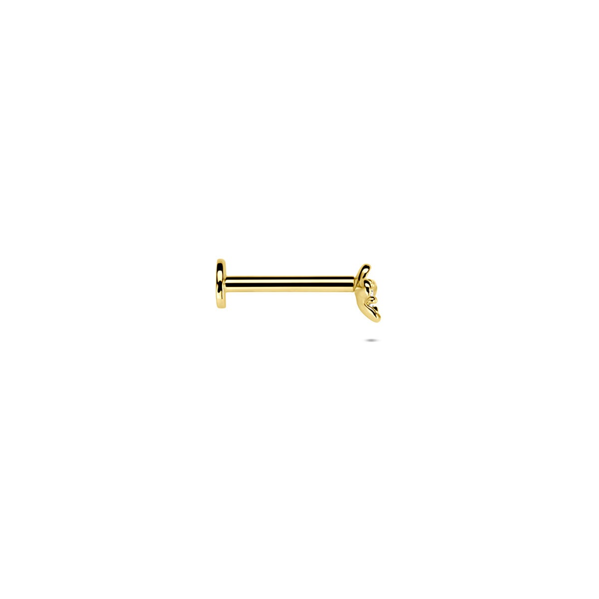piercing de oro amarillo de 14k con circonita – detalle en forma de flor