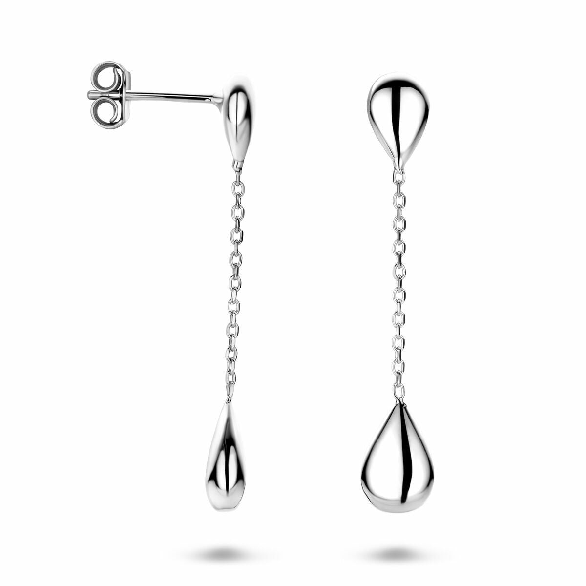 Pendientes de plata rodiados en forma de gota 36 mm