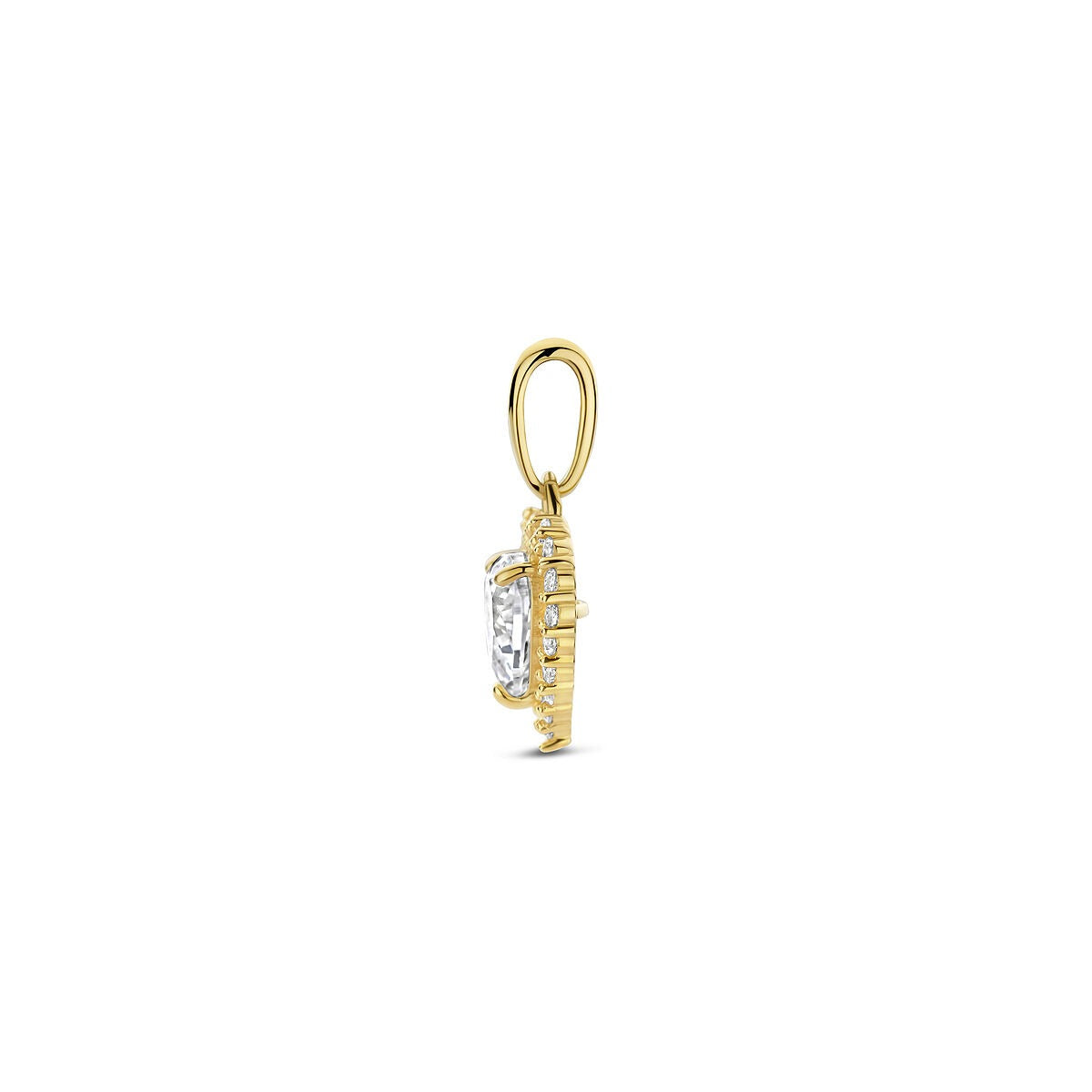 Colgante de oro con corazón y circonitas – 14k, engaste de entourage