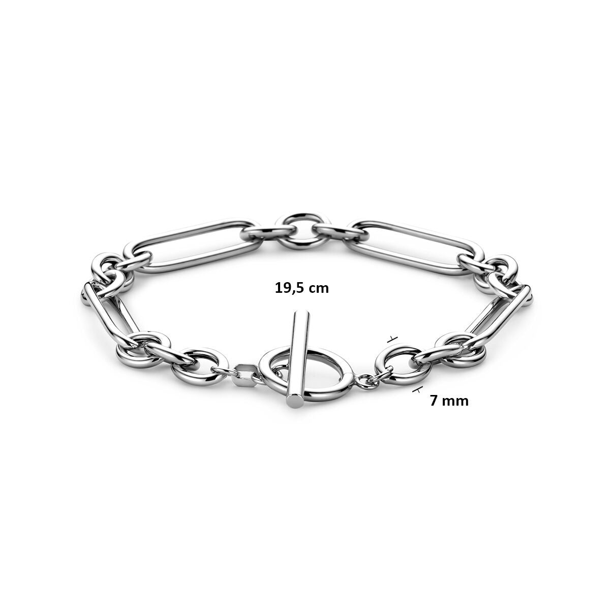 Pulsera de eslabones de plata rodiada ancla