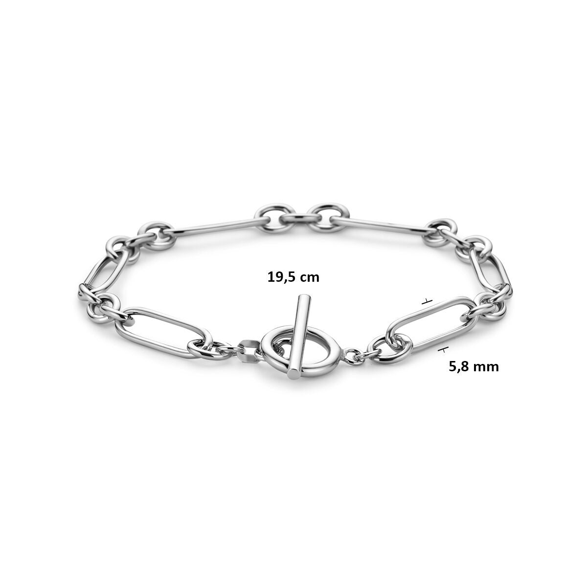 Pulsera de eslabones de plata rodiada ancla