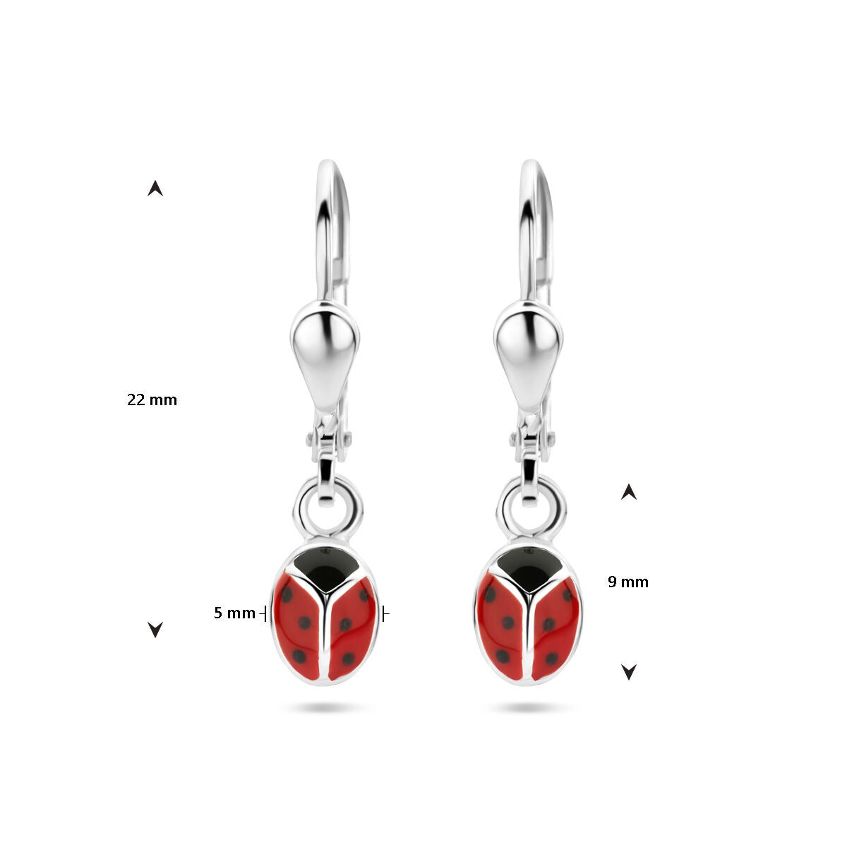 Pendientes de mariquita de plata – joyería infantil juguetona en plata 925