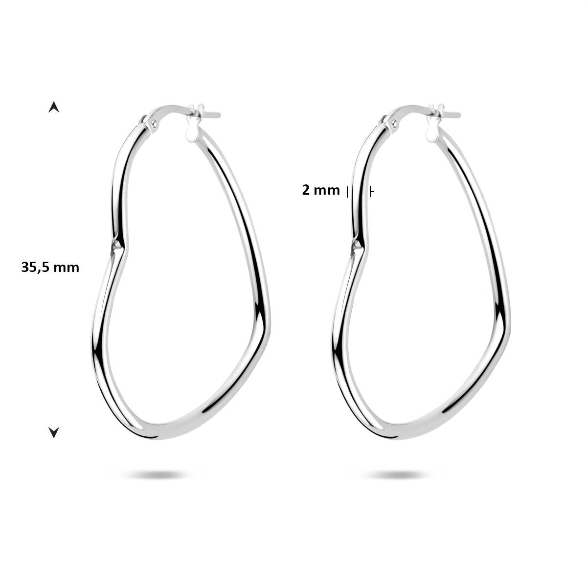 Aros de plata en forma de corazón – plata 925 rodiada
