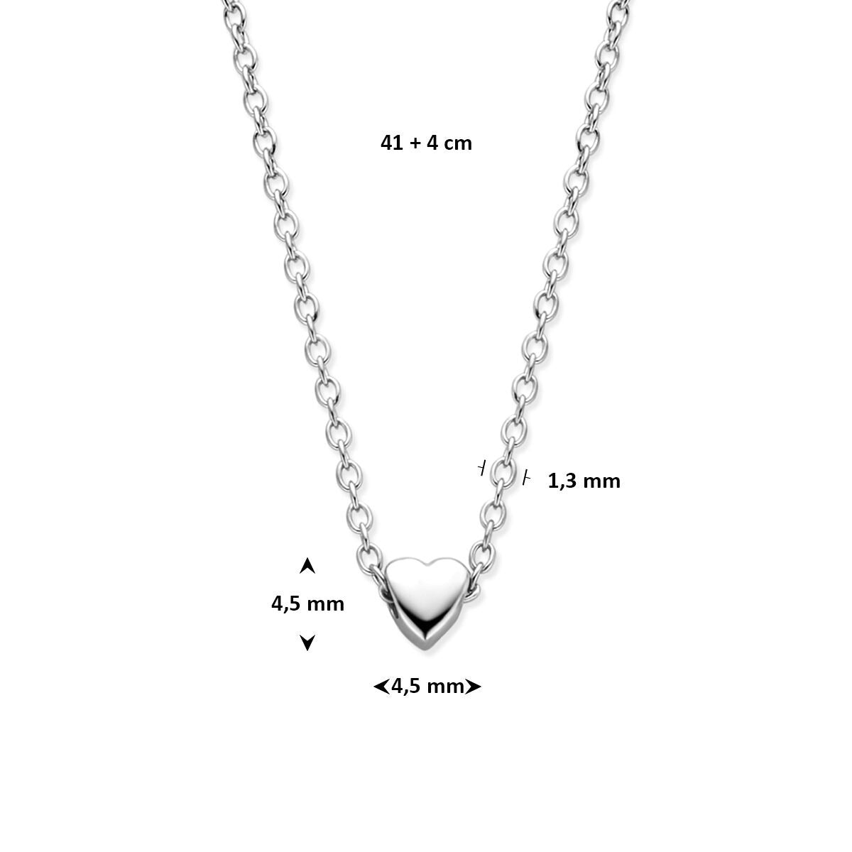 Collar de plata rodiada con corazón