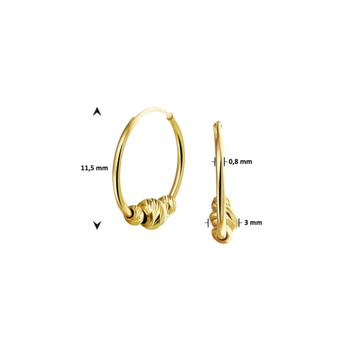 Aros de oro con bolitas – 14k