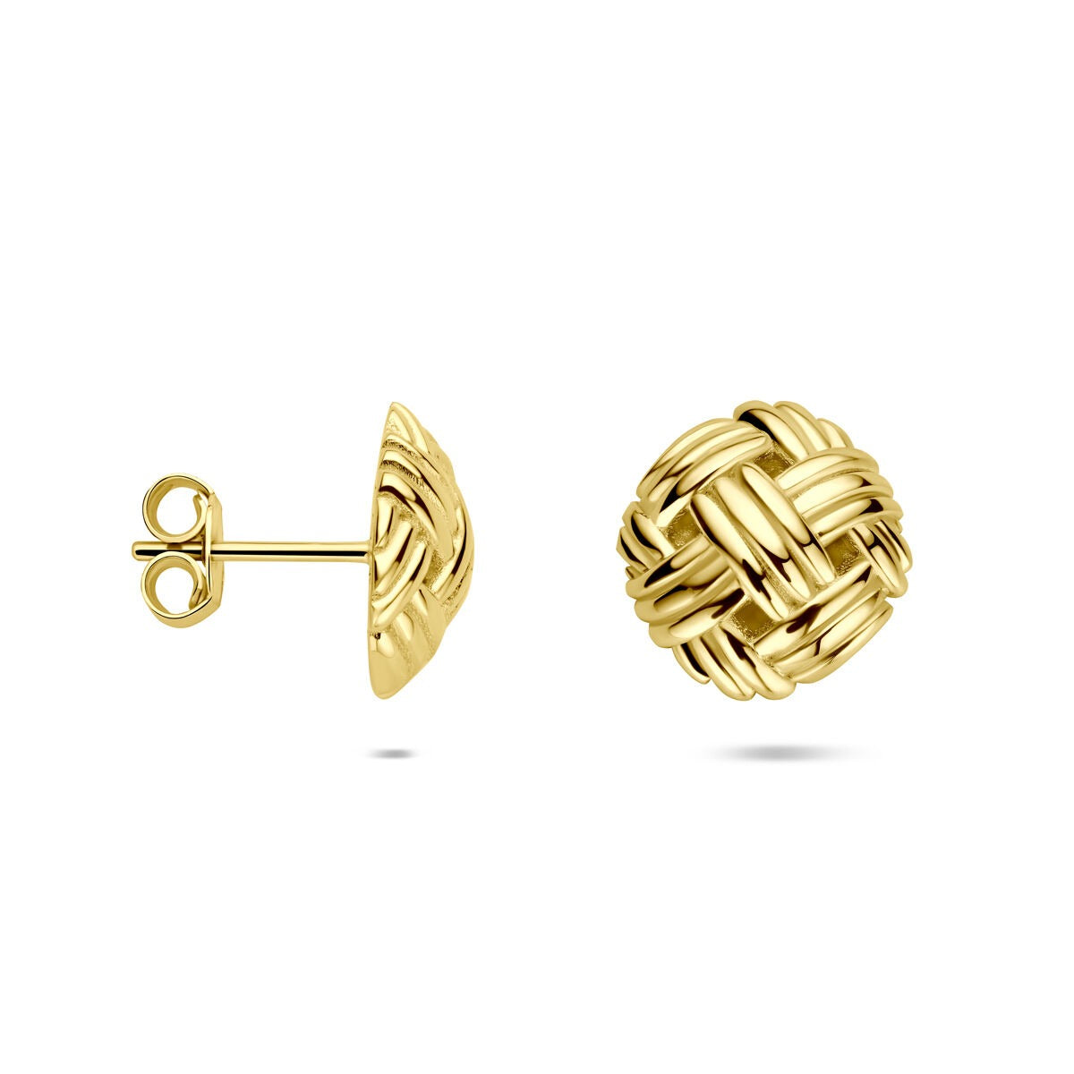 Pendientes de botón de oro amarillo 14k 12mm – Pendientes de mujer