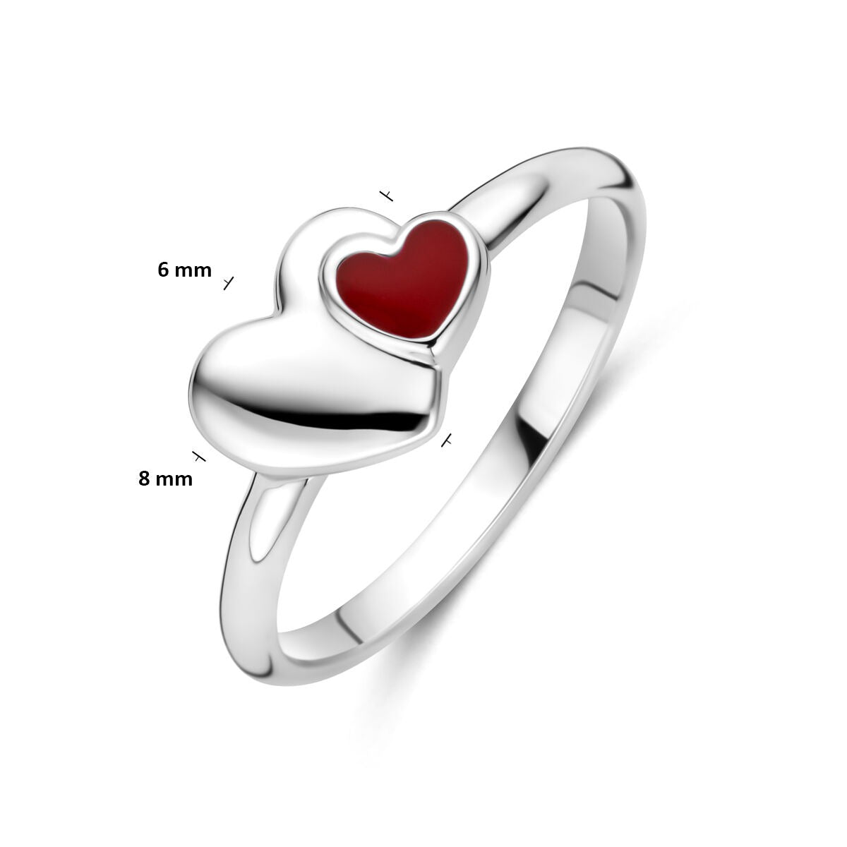 Anillo infantil de plata con corazón rojo – plata 925 rodiada