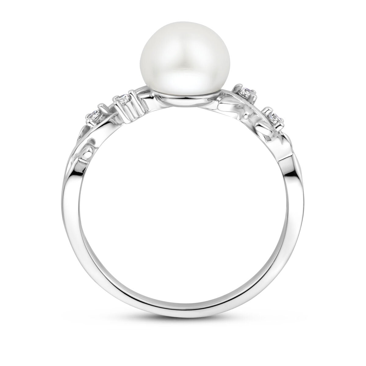 Anillo de plata con circonita y perla de agua dulce – plata 925 rodiada