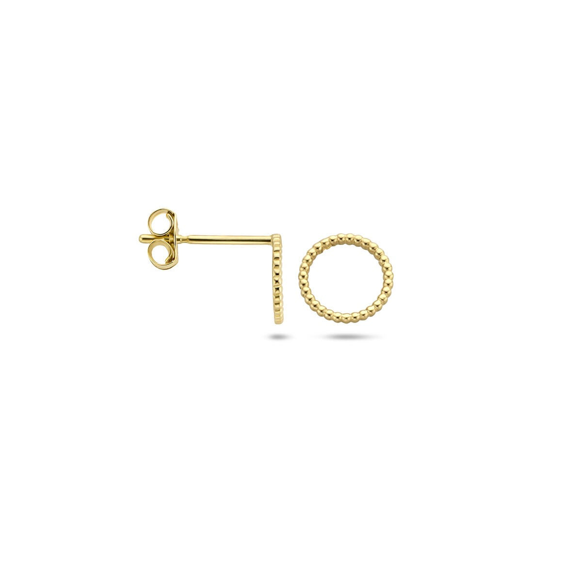 Pendientes de botón de oro con círculo retorcido – 14k