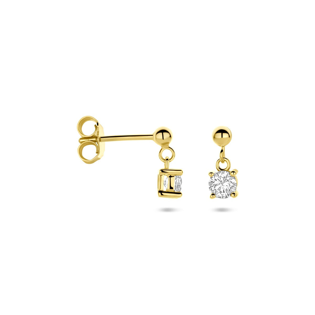 Pendientes de plata chapados en oro con circonitas