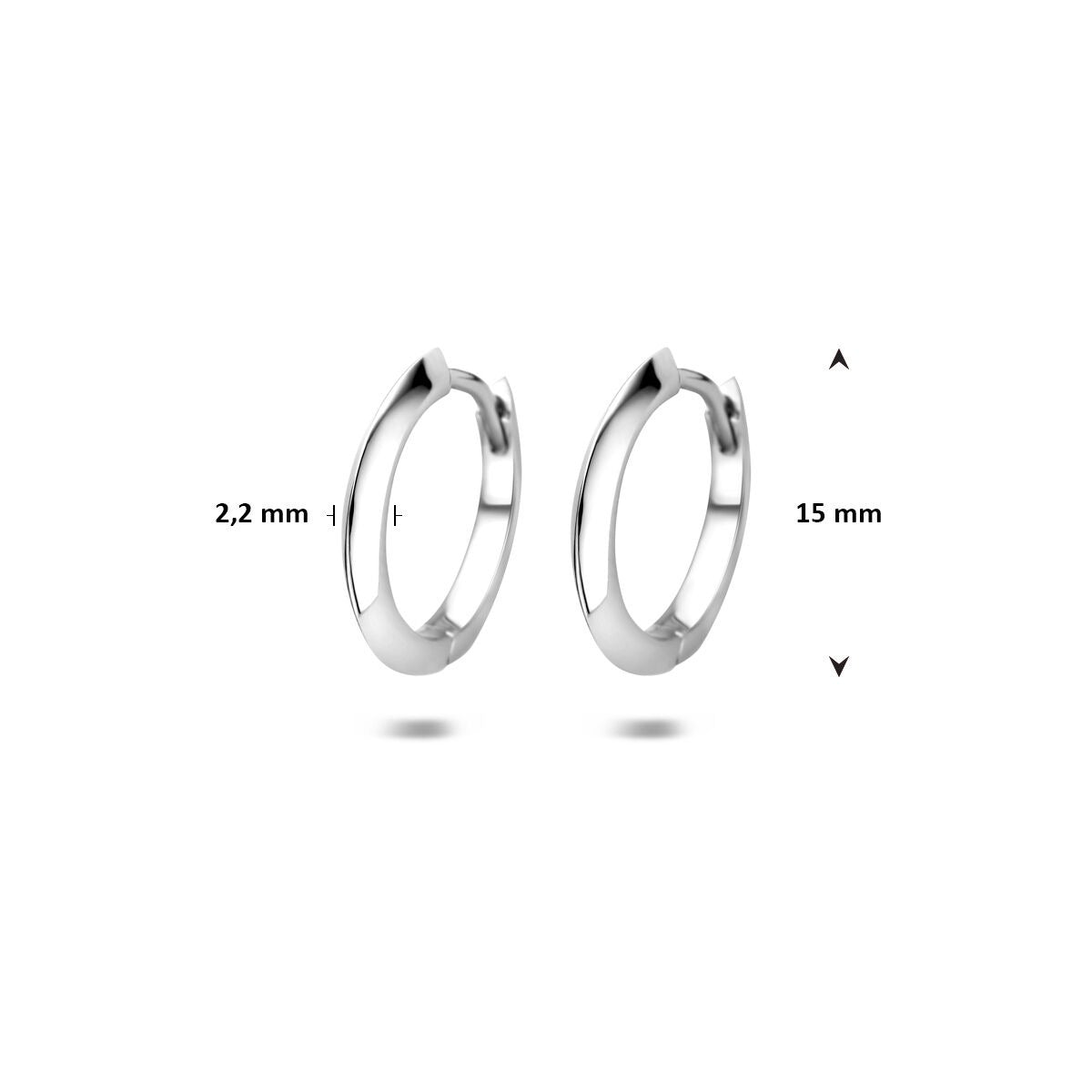 Aros de mujer de plata rodiada 15 mm