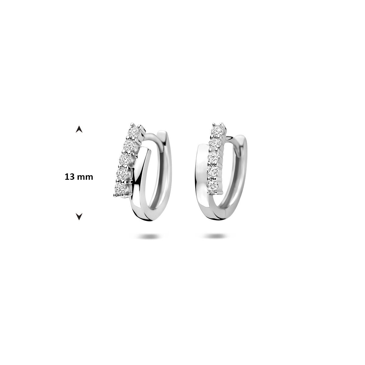 Aros de plata con circonitas – plata 925 rodiada 13 mm