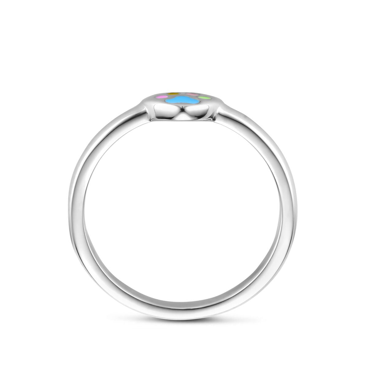 Anillo infantil de corazón con patas de perro - rodiado en plata 925