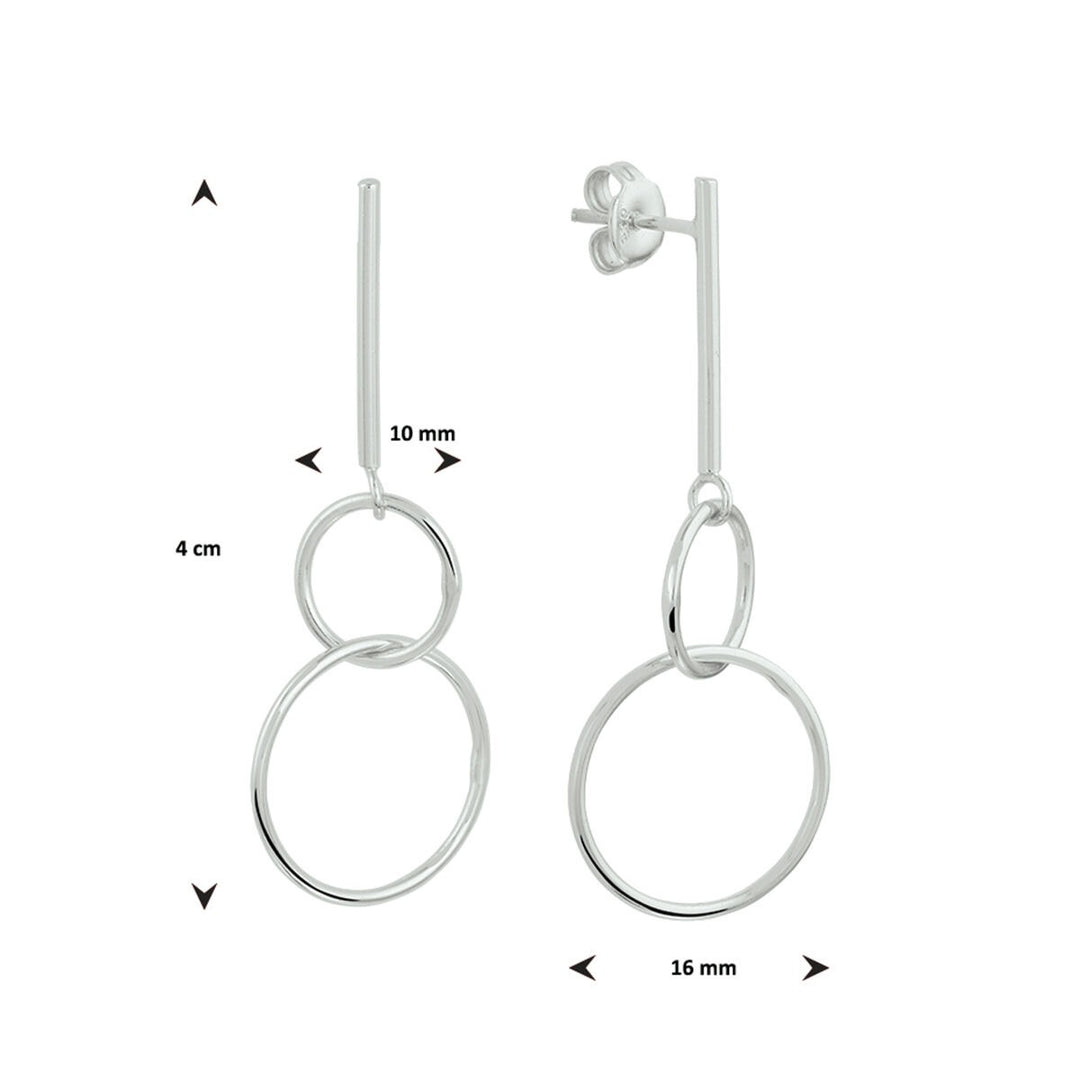 Zilveren oorhangers met dubbele ring