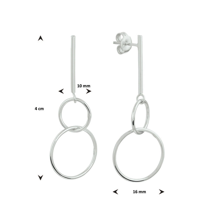 Zilveren oorhangers met dubbele ring