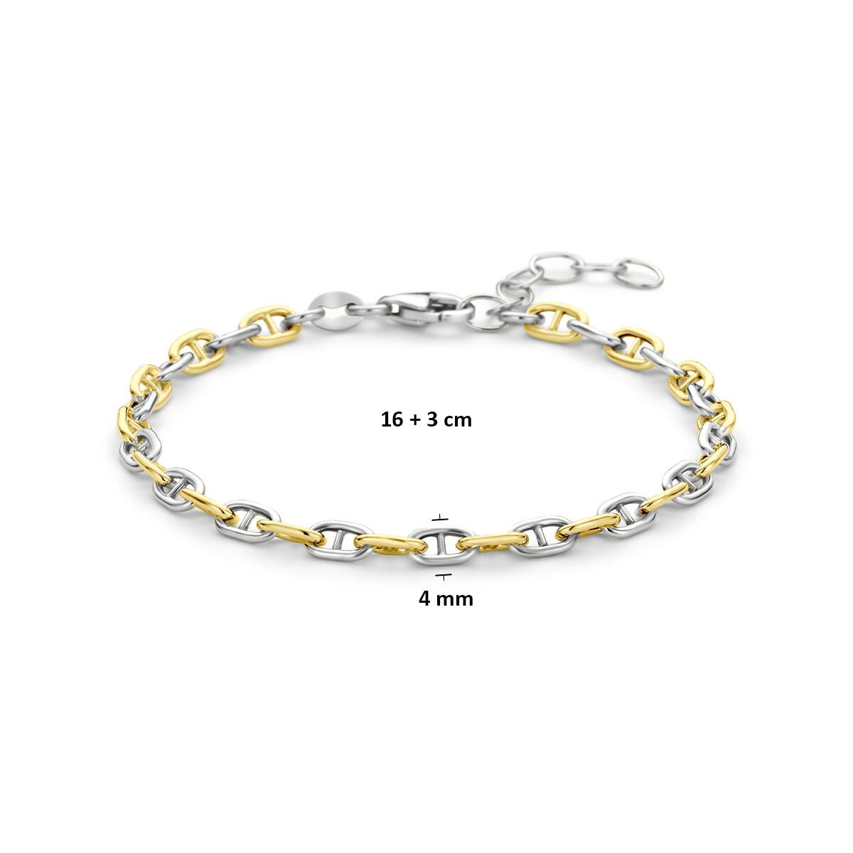 Pulsera de plata 925 chapada en oro y rodiada marina