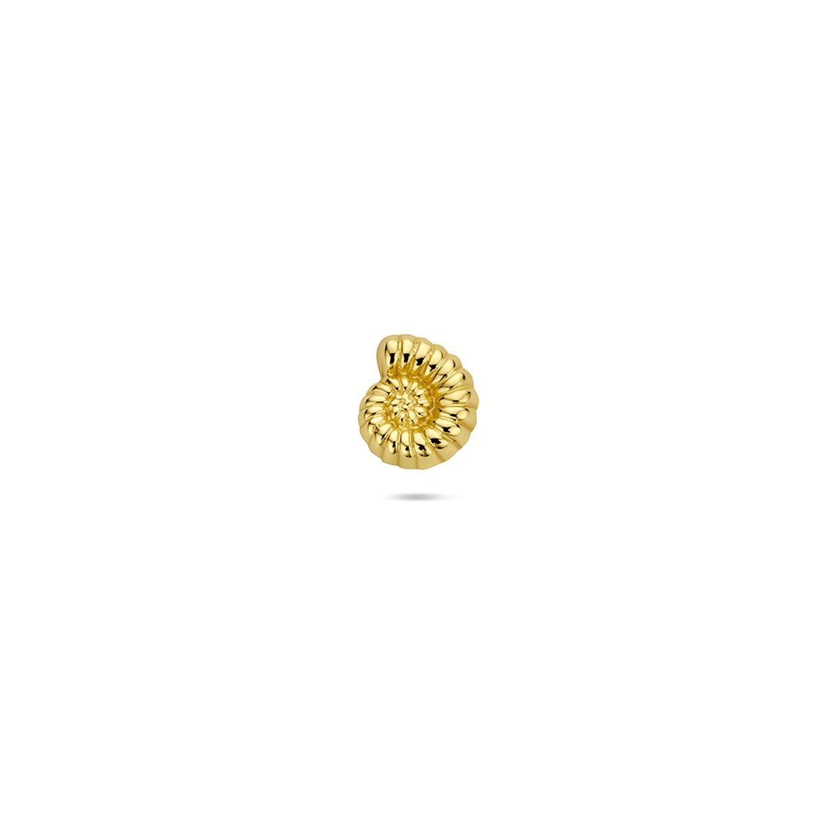 Piercing en forma de concha nautilus, de plata 925 con baño de oro, diseño detallado y brillante.