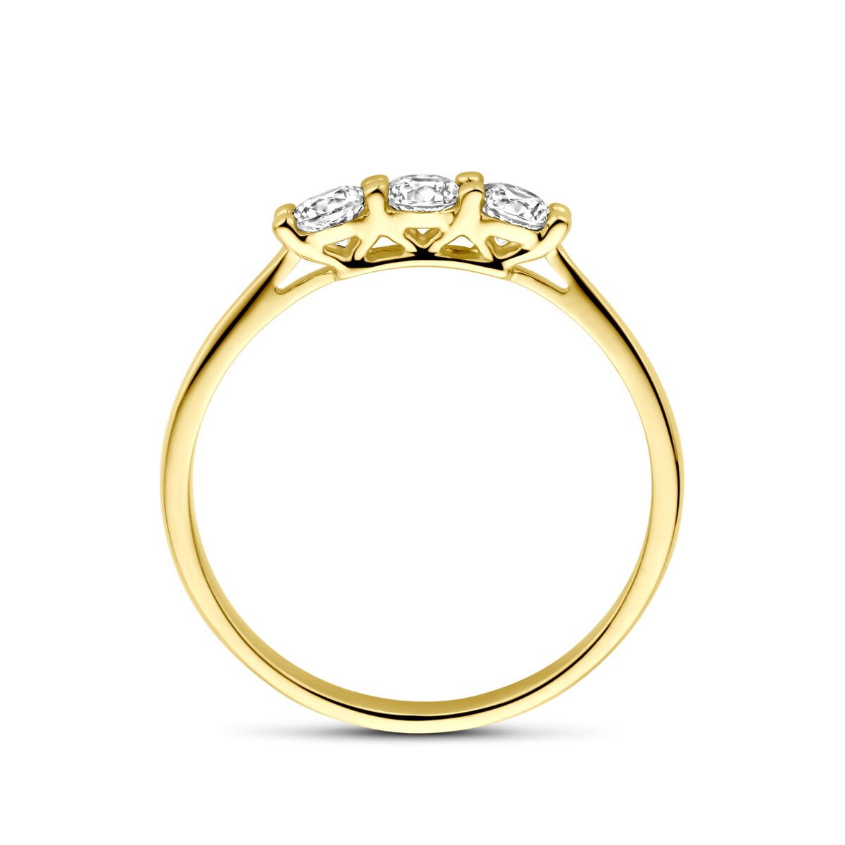 Anillo de mujer en oro amarillo con circonitas – 14k oro amarillo