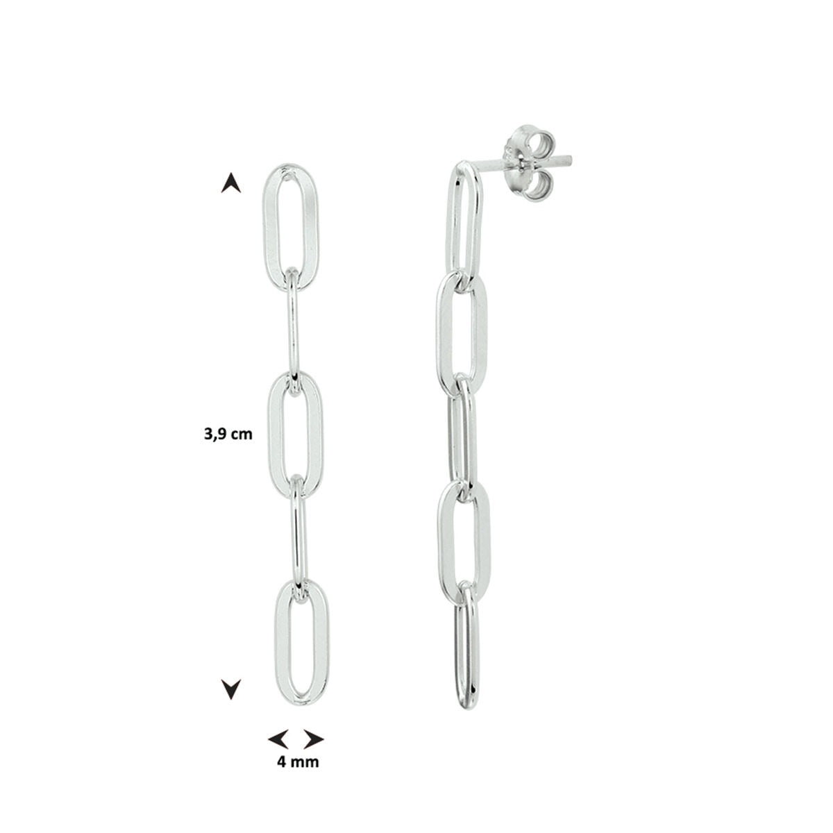 Pendientes de plata en estilo de eslabones