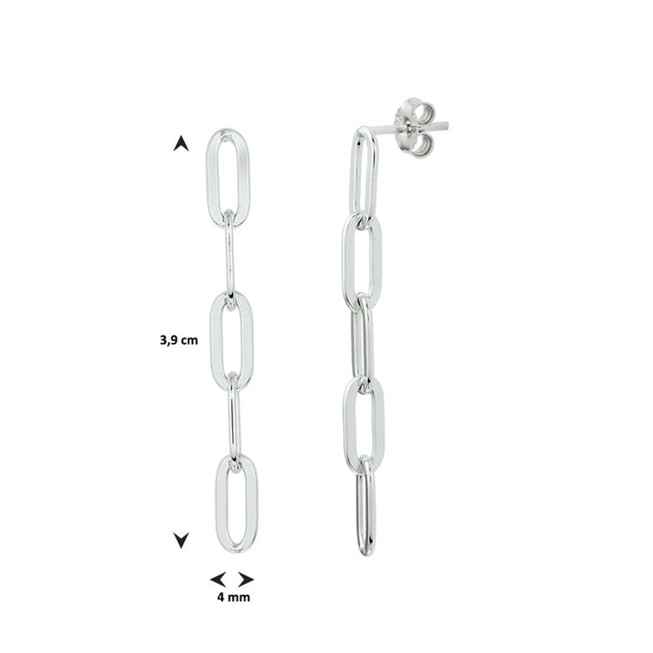 Zilveren oorhangers in schakelstijl