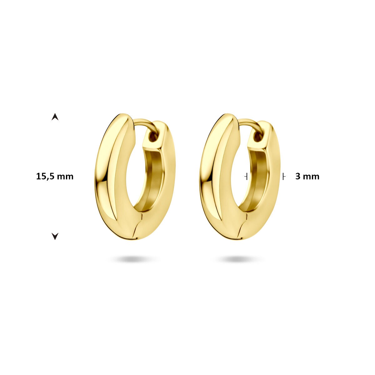 Aros chapados en oro de plata – plata 925 con baño de color oro amarillo 15,5 mm