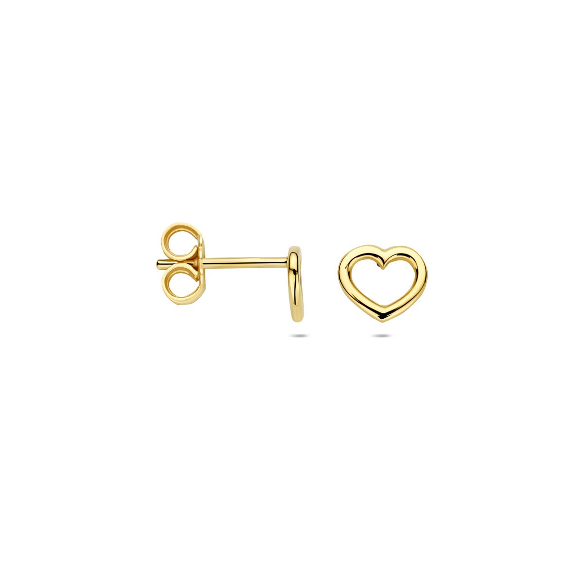 Pendientes de botón de oro con corazón abierto – 14k
