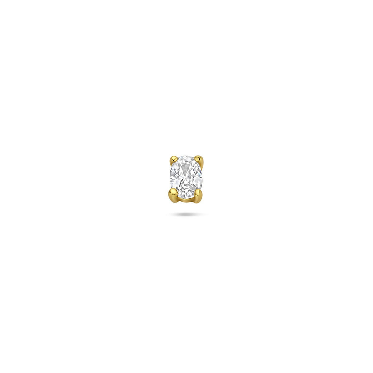 Piercing de plata 925 con baño de oro y zirconia ovalada.