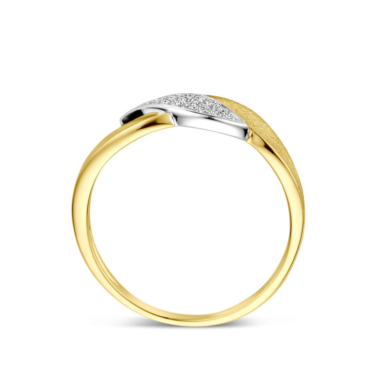 anillo poli/mate diamante 0.08ct h si 14K bicolor oro amarillo/blanco