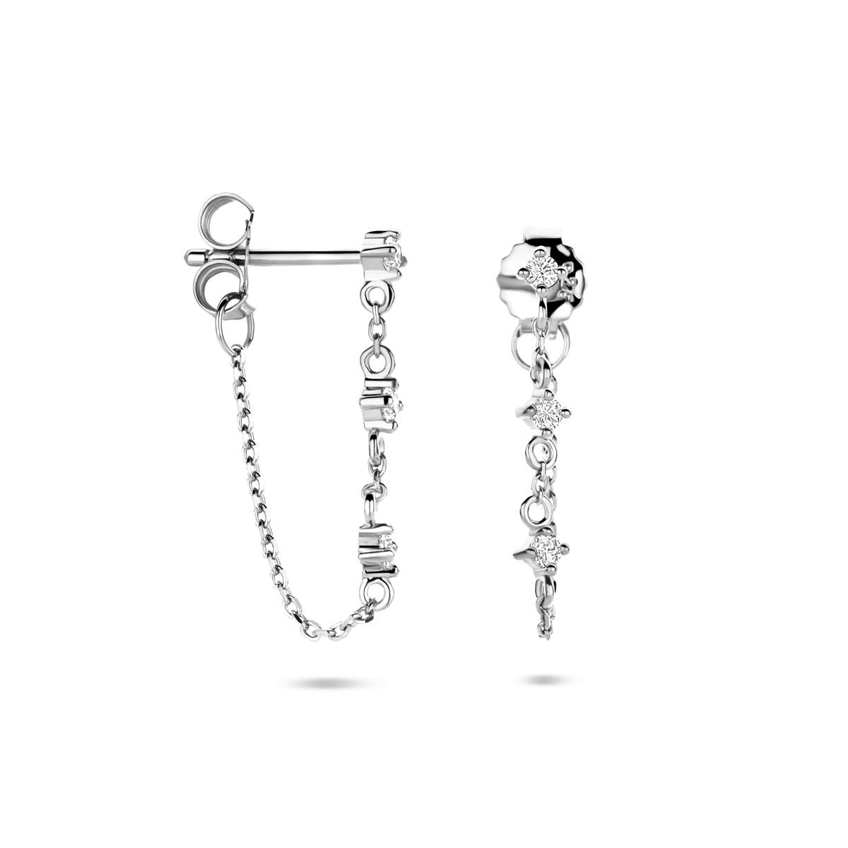 Pendientes de plata rodiada con circonitas – destello brillante