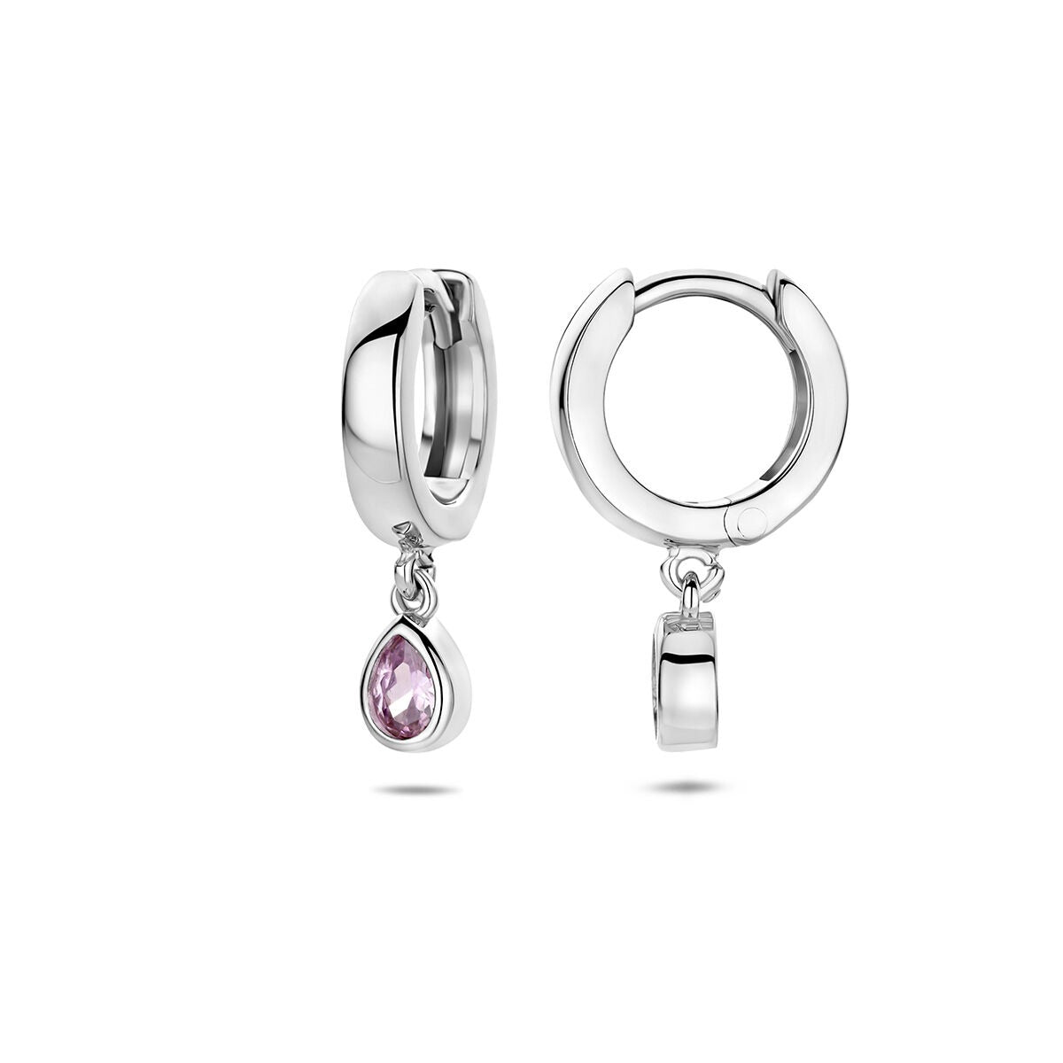 Aros de plata 925 rodiados con circonitas rosas