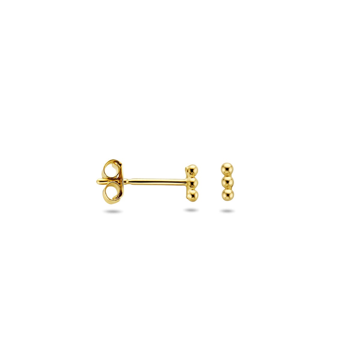 Pendientes de botón de oro con 3 bolitas – 14k