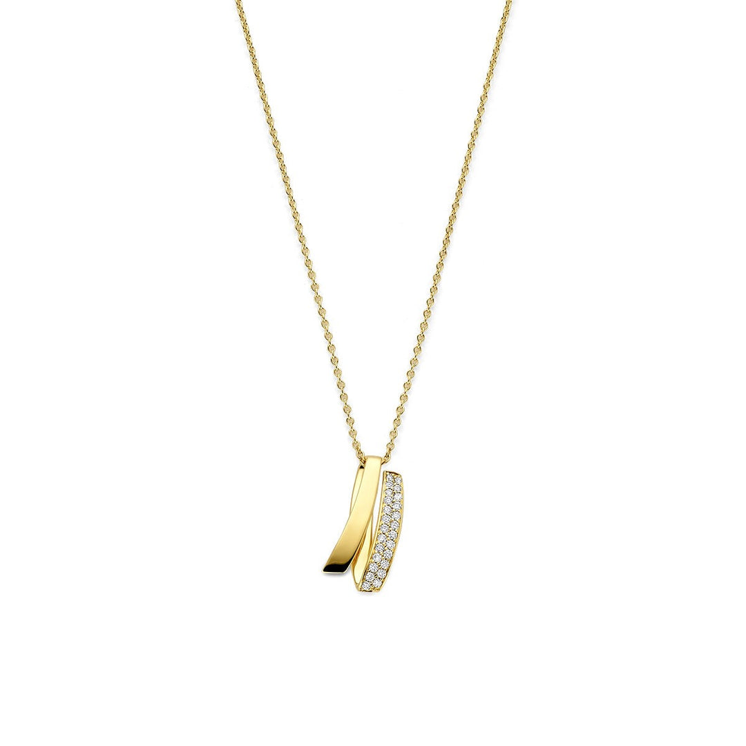 14k Geelgouden collier met diamant