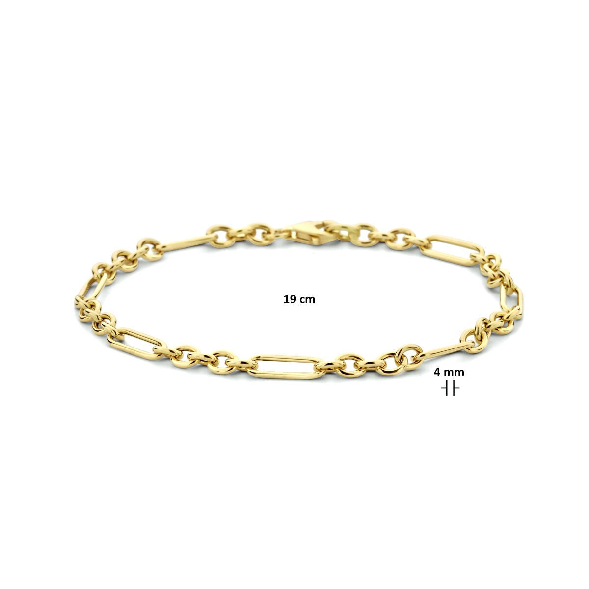 pulsera de ancla de oro amarillo 19 cm