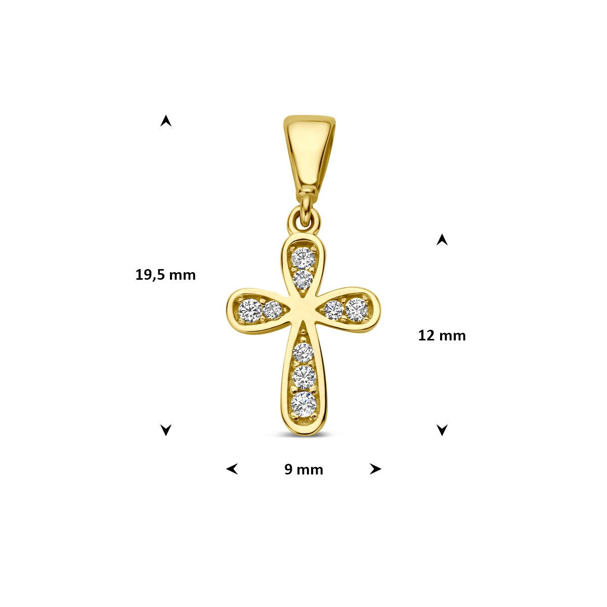 colgante cruz de oro amarillo con circonitas