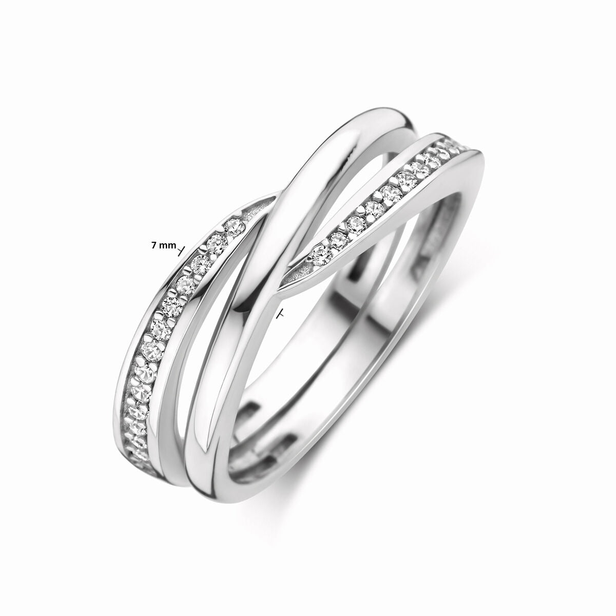Anillo de plata con circonita – Rhodinado 925 plata, 7 mm de ancho