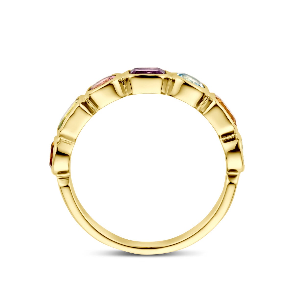Anillo de mujer de oro – 14k con amatista, topacio, citrino y peridoto