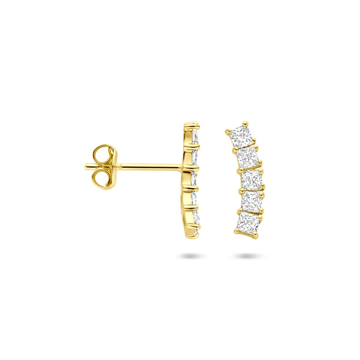 pendientes de botón de oro amarillo con circonitas – 12 mm