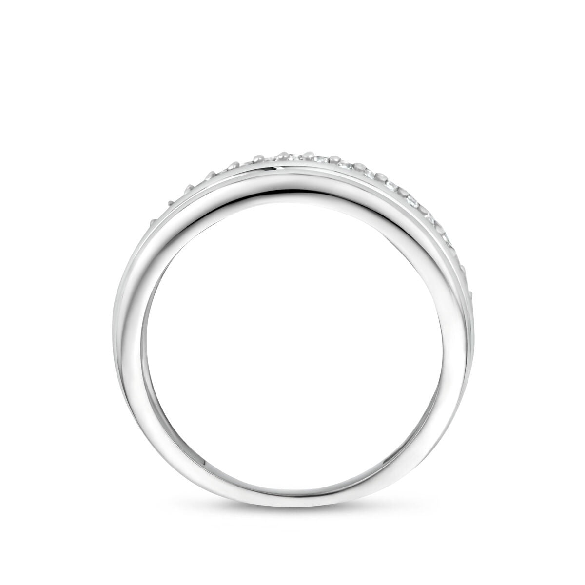 Anillo de plata rodiada con pavé de circonitas 925