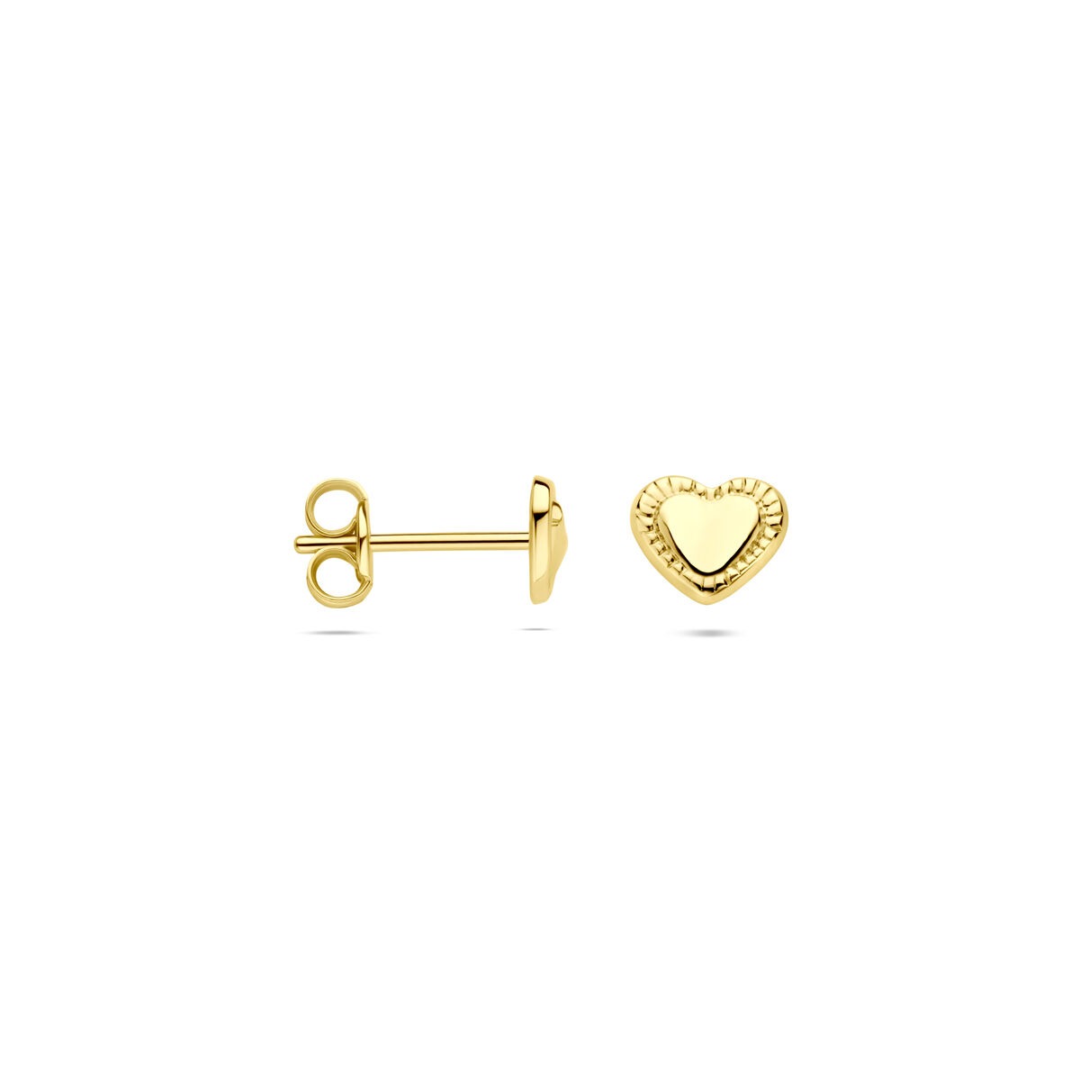 Pendientes de botón en forma de corazón de oro amarillo 5x5.5mm