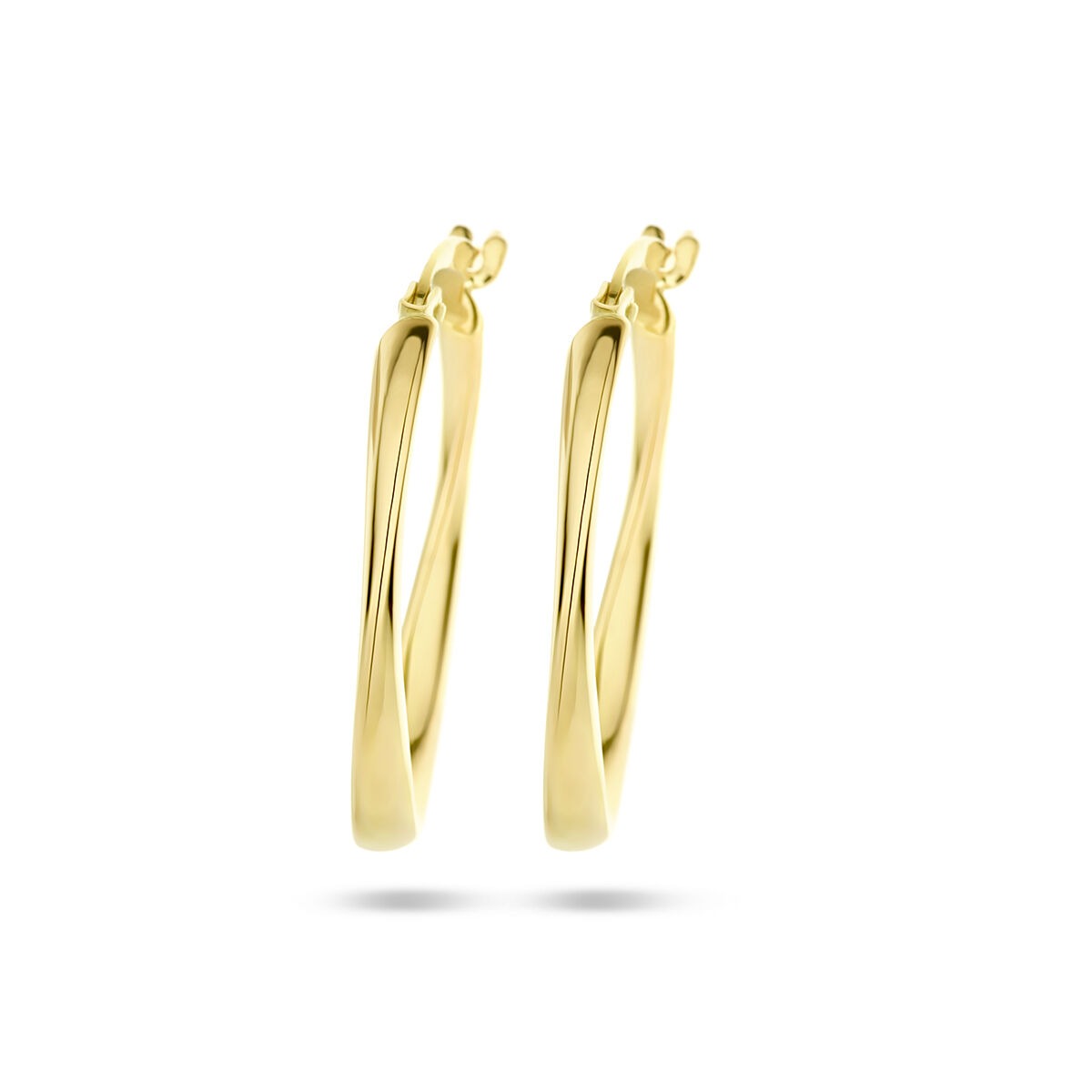 Pendientes de aro de 9 quilates en oro amarillo, con un diseño retorcido y un diámetro de 24 mm.