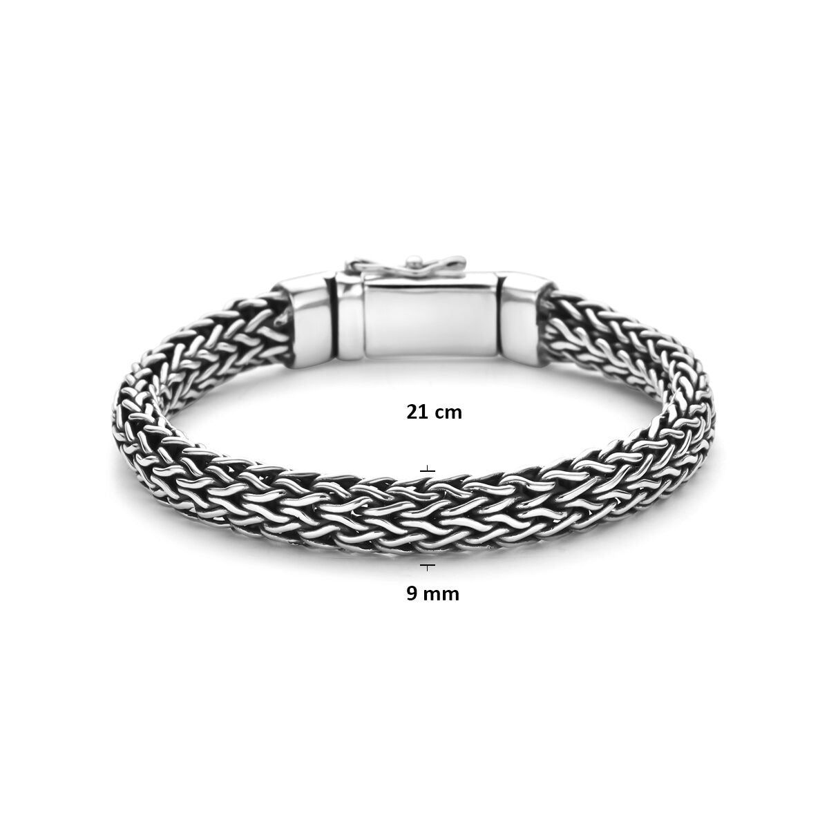 Pulsera de zorro oxidada de plata 925 9 mm