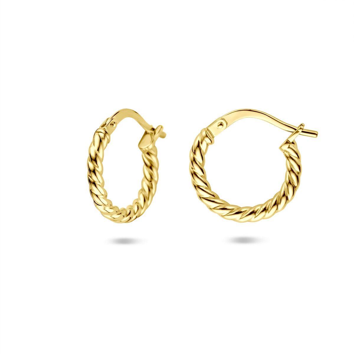 Aros de oro de mujer – Cierre de bisagra Silgold trenzado de 14k 2mm