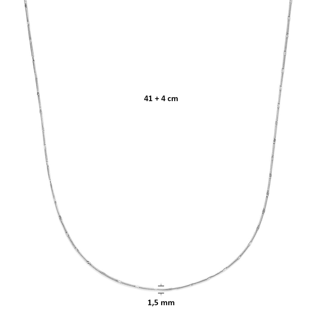 Collar de plata sin colgante – collar de serpiente rodiado de mujer 1,5 mm 41 + 4 cm