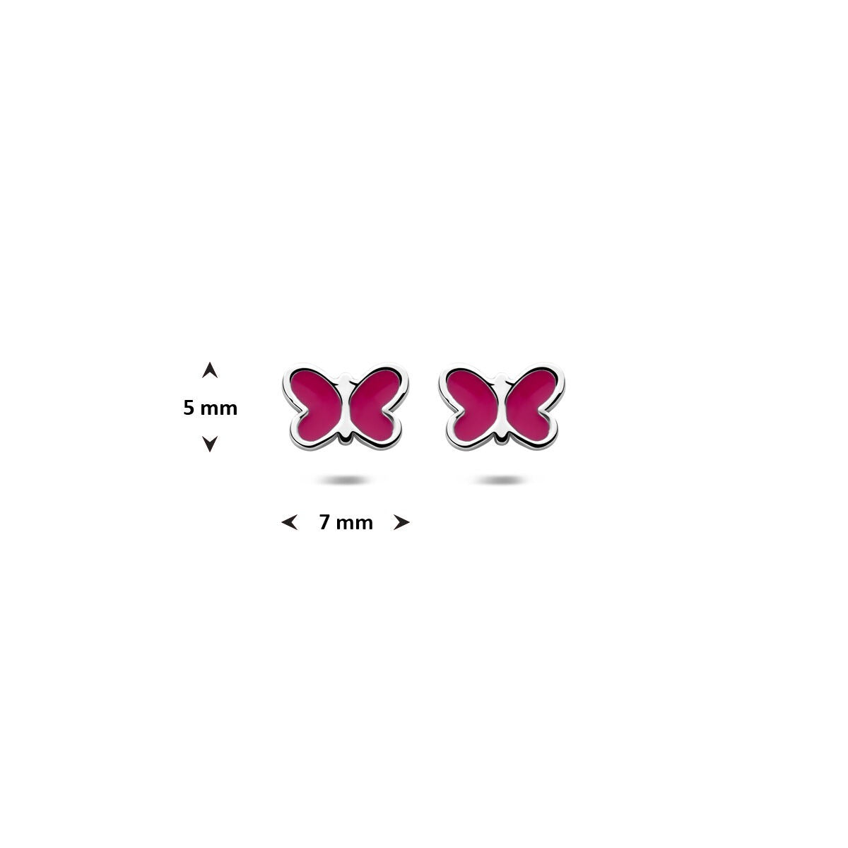 Pendientes infantiles de mariposa – rodiado plata 925 5 mm