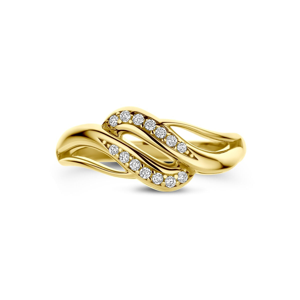 Anillo de mujer de oro con circonitas – 14k oro amarillo