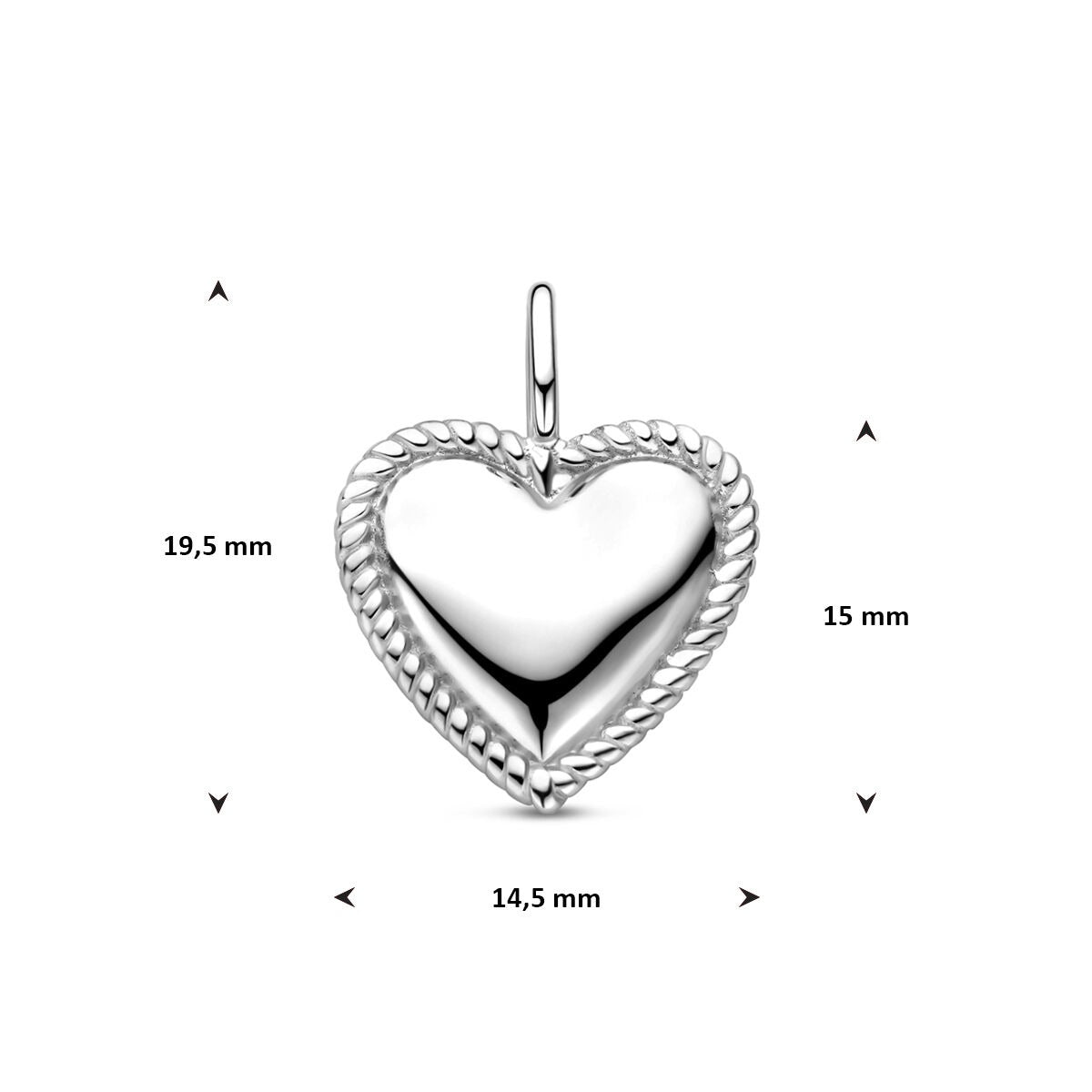 Colgante de plata con corazón – Joyería de mujer rodiada 19,5 mm