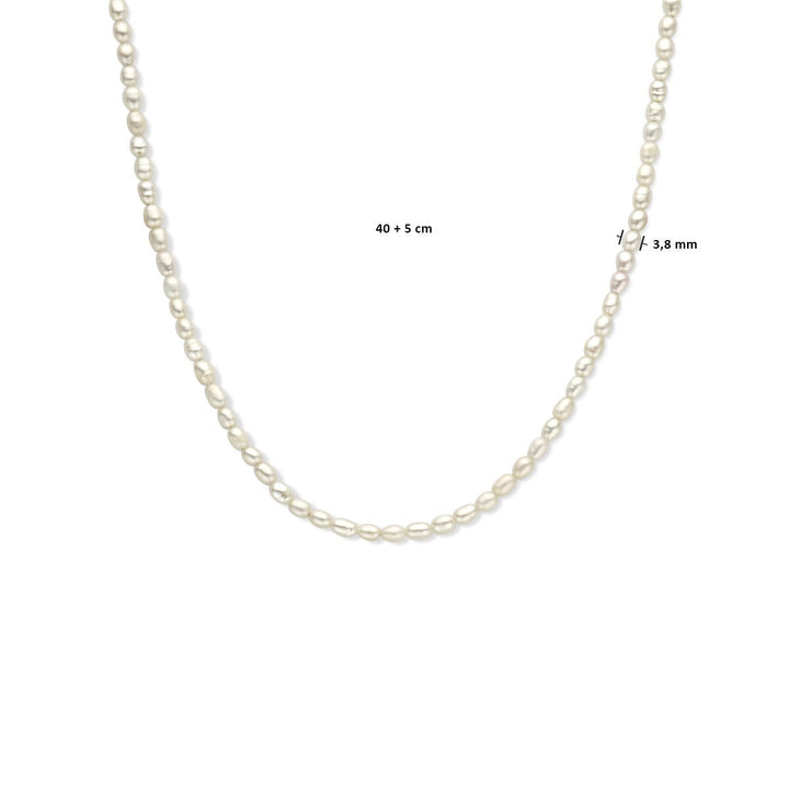 Goudkleurig verguld zilveren dames ketting – collier met zoetwaterparels